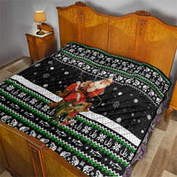 Santa Claus Fishing Christmas Quilt Xmas Holiday Patterns - Wonder Print Shop