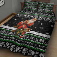 Santa Claus Fishing Christmas Quilt Bed Set Xmas Holiday Patterns - Wonder Print Shop