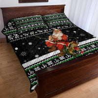 Santa Claus Fishing Christmas Quilt Bed Set Xmas Holiday Patterns - Wonder Print Shop