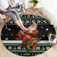 Santa Claus Fishing Christmas Round Carpet Xmas Holiday Patterns - Wonder Print Shop