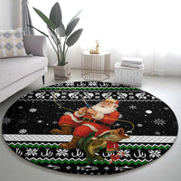 Santa Claus Fishing Christmas Round Carpet Xmas Holiday Patterns - Wonder Print Shop