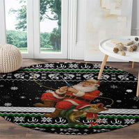 Santa Claus Fishing Christmas Round Carpet Xmas Holiday Patterns - Wonder Print Shop