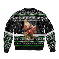 Santa Claus Fishing Christmas Sleeve Zip Bomber Jacket Xmas Holiday Patterns - Wonder Print Shop