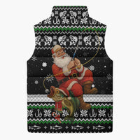 Santa Claus Fishing Christmas Sleeveless Puffer Jacket Xmas Holiday Patterns - Wonder Print Shop