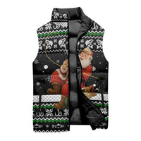 Santa Claus Fishing Christmas Sleeveless Puffer Jacket Xmas Holiday Patterns - Wonder Print Shop
