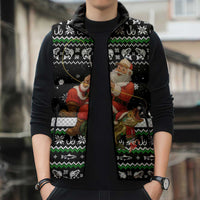 Santa Claus Fishing Christmas Sleeveless Puffer Jacket Xmas Holiday Patterns - Wonder Print Shop
