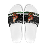 Santa Claus Fishing Christmas Slide Sandals Xmas Holiday Patterns - Wonder Print Shop