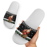 Santa Claus Fishing Christmas Slide Sandals Xmas Holiday Patterns - Wonder Print Shop