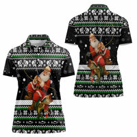 Santa Claus Fishing Christmas Women Polo Shirt Xmas Holiday Patterns - Wonder Print Shop
