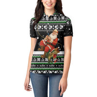 Santa Claus Fishing Christmas Women Polo Shirt Xmas Holiday Patterns - Wonder Print Shop