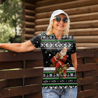 Santa Claus Fishing Christmas Women Polo Shirt Xmas Holiday Patterns - Wonder Print Shop