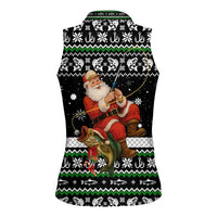 Santa Claus Fishing Christmas Women Sleeveless Polo Shirt Xmas Holiday Patterns - Wonder Print Shop