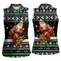 Santa Claus Fishing Christmas Women Sleeveless Polo Shirt Xmas Holiday Patterns - Wonder Print Shop
