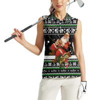 Santa Claus Fishing Christmas Women Sleeveless Polo Shirt Xmas Holiday Patterns - Wonder Print Shop