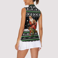 Santa Claus Fishing Christmas Women Sleeveless Polo Shirt Xmas Holiday Patterns - Wonder Print Shop