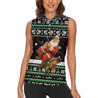Santa Claus Fishing Christmas Women Sleeveless Polo Shirt Xmas Holiday Patterns - Wonder Print Shop