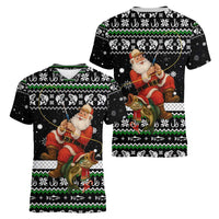 Santa Claus Fishing Christmas Women V-Neck T-Shirt Xmas Holiday Patterns - Wonder Print Shop
