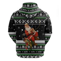Santa Claus Fishing Christmas Zip Hoodie Xmas Holiday Patterns - Wonder Print Shop