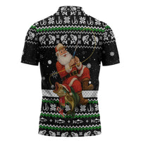 Santa Claus Fishing Christmas Zipper Polo Shirt Xmas Holiday Patterns - Wonder Print Shop