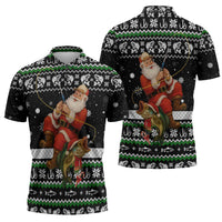 Santa Claus Fishing Christmas Zipper Polo Shirt Xmas Holiday Patterns - Wonder Print Shop