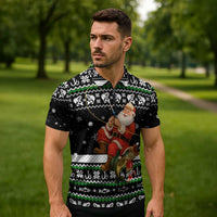 Santa Claus Fishing Christmas Zipper Polo Shirt Xmas Holiday Patterns - Wonder Print Shop