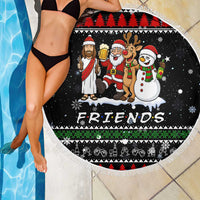 Santa Claus Jesus Friend of Christmas Beach Blanket Xmas Holiday Patterns - Wonder Print Shop