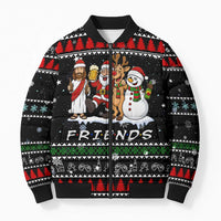 Santa Claus Jesus Friend of Christmas Bomber Puffer Jacket Xmas Holiday Patterns - Wonder Print Shop