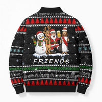 Santa Claus Jesus Friend of Christmas Bomber Puffer Jacket Xmas Holiday Patterns - Wonder Print Shop