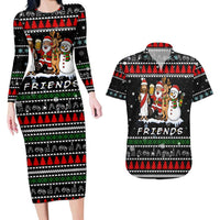 Santa Claus Jesus Friend of Christmas Couples Matching Long Sleeve Bodycon Dress and Hawaiian Shirt Xmas Holiday Patterns - Wonder Print Shop