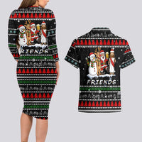 Santa Claus Jesus Friend of Christmas Couples Matching Long Sleeve Bodycon Dress and Hawaiian Shirt Xmas Holiday Patterns - Wonder Print Shop