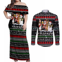 Santa Claus Jesus Friend of Christmas Couples Matching Off Shoulder Maxi Dress and Long Sleeve Button Shirt Xmas Holiday Patterns - Wonder Print Shop