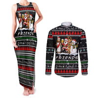 Santa Claus Jesus Friend of Christmas Couples Matching Tank Maxi Dress and Long Sleeve Button Shirt Xmas Holiday Patterns - Wonder Print Shop