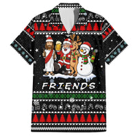 Santa Claus Jesus Friend of Christmas Family Matching Off The Shoulder Long Sleeve Dress and Hawaiian Shirt Xmas Holiday Patterns - Wonder Print Shop