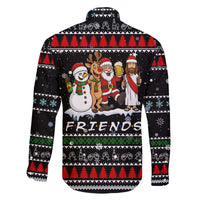 Santa Claus Jesus Friend of Christmas Family Matching Off The Shoulder Long Sleeve Dress and Hawaiian Shirt Xmas Holiday Patterns - Wonder Print Shop