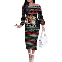 Santa Claus Jesus Friend of Christmas Family Matching Off The Shoulder Long Sleeve Dress and Hawaiian Shirt Xmas Holiday Patterns - Wonder Print Shop