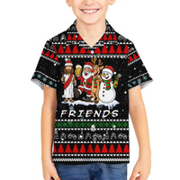 Santa Claus Jesus Friend of Christmas Family Matching Off The Shoulder Long Sleeve Dress and Hawaiian Shirt Xmas Holiday Patterns - Wonder Print Shop