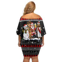 Santa Claus Jesus Friend of Christmas Family Matching Off Shoulder Short Dress and Hawaiian Shirt Xmas Holiday Patterns - Wonder Print Shop