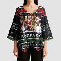 Santa Claus Jesus Friend of Christmas Kimono Sleeve Blouse Xmas Holiday Patterns - Wonder Print Shop