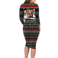 Santa Claus Jesus Friend of Christmas Long Sleeve Bodycon Dress Xmas Holiday Patterns - Wonder Print Shop