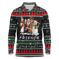 Santa Claus Jesus Friend of Christmas Long Sleeve Polo Shirt Xmas Holiday Patterns - Wonder Print Shop