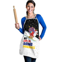Santa Claus Ski My Life Is Going Downhill Christmas Apron Xmas Holiday Patterns - Wonder Print Shop