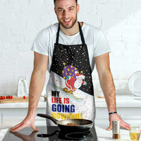 Santa Claus Ski My Life Is Going Downhill Christmas Apron Xmas Holiday Patterns - Wonder Print Shop