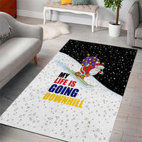 Santa Claus Ski My Life Is Going Downhill Christmas Area Rug Xmas Holiday Patterns - Wonder Print Shop