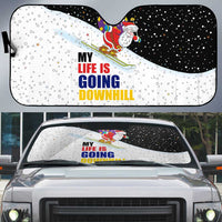 Santa Claus Ski My Life Is Going Downhill Christmas Auto Sun Shade Xmas Holiday Patterns - Wonder Print Shop
