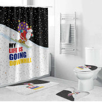 Santa Claus Ski My Life Is Going Downhill Christmas Bathroom Set Xmas Holiday Patterns - Wonder Print Shop