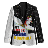 Santa Claus Ski My Life Is Going Downhill Christmas Blazer Xmas Holiday Patterns - Wonder Print Shop