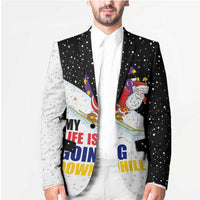 Santa Claus Ski My Life Is Going Downhill Christmas Blazer Xmas Holiday Patterns - Wonder Print Shop