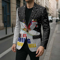Santa Claus Ski My Life Is Going Downhill Christmas Blazer Xmas Holiday Patterns - Wonder Print Shop