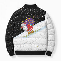 Santa Claus Ski My Life Is Going Downhill Christmas Bomber Puffer Jacket Xmas Holiday Patterns - Wonder Print Shop