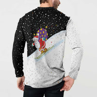 Santa Claus Ski My Life Is Going Downhill Christmas Button Sweatshirt Xmas Holiday Patterns - Wonder Print Shop